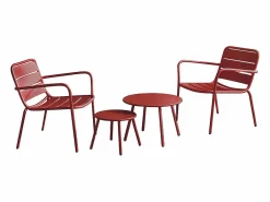 Conjunto de jardín de metal: 2 sillones bajos apilables y mesas nido -^MYLIA Best