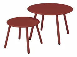 Conjunto de jardín de metal: 2 sillones bajos apilables y mesas nido -^MYLIA Best