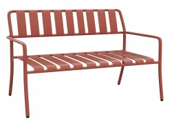 MYLIA Conjunto de jardín de metal: un banco, 2 sillones bajos y una mesa de centro - - BIRMOS de Terracota Online