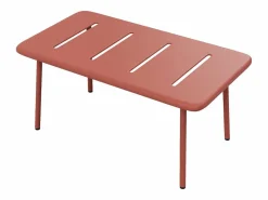 MYLIA Conjunto de jardín de metal: un banco, 2 sillones bajos y una mesa de centro - - BIRMOS de Terracota Online