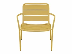 MYLIA Conjunto de jardín de metal - 2 sillones bajos apilables mesas nido - Amarillo de Mostaza