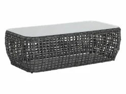 Conjunto de jardín de ratán sintético: un sofá de jardín de 2 plazas, 2 sillones y 1 mesa de centro - Antracita con cojines blancos - VEYRO de^MYLIA Clearance