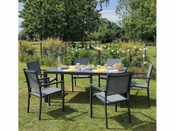Happy Garden Comedores De Jardín|Conjunto de jardín extensible FIRENZE 8 plazas en textileno aluminio antracita