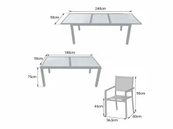 Happy Garden Comedores De Jardín|Conjunto de jardín extensible FIRENZE 8 plazas en textileno aluminio antracita