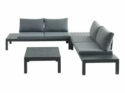 MYLIA Salones De Jardín|Conjunto de jardín modular de aluminio: sofá esquinero + 1 mesa de centro - Antracita RISILI de