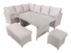 Conjunto de jardín MUNICH 9 plazas Gris Perla 1 banqueta Blanco New
