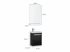 Conjunto de lavabo de pared Nevada con espejo y estante Negro Hot