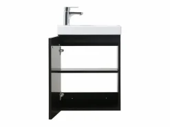 Conjunto de lavabo de pared Nevada con espejo y estante Negro Hot