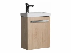 Conjunto de lavabo de pared Nevada con grifo cromado Color natural oscuro Hot