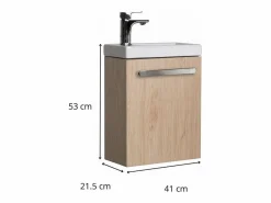 Conjunto de lavabo de pared Nevada con grifo cromado Color natural oscuro Hot