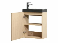Conjunto de lavabo de pared Nevada con grifo cromado Color natural oscuro Hot