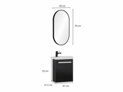 Conjunto de lavabo de pared Nevada con grifería negra y espejo ovalado^ Clearance