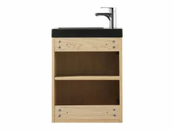 Conjunto de lavabo de pared Nevada con grifo y espejo Color natural oscuro Hot