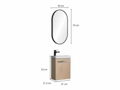 Mueble De Aseo|Conjunto de lavabo de pared Nevada con espejo ovalado