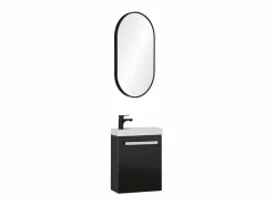 Conjunto de lavabo de pared Nevada con espejo ovalado Color natural oscuro Discount