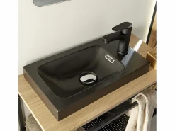 Conjunto de lavabo grande WILO con espejo de 60 cm Negro Sale