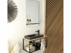 Conjunto de lavabo grande WILO con espejo de 60 cm Negro Sale
