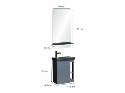 Conjunto de lavabo HAMPTON con grifo negro y estante de espejo^ Online