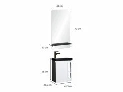 Conjunto de lavabo HAMPTON con grifo negro y estante de espejo^ New
