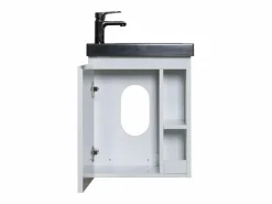 Conjunto de lavabo HAMPTON con grifo negro y estante de espejo^ New