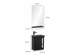 Conjunto de lavabo HAMPTON con grifo negro y estante de espejo^ Sale
