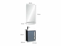 Conjunto de lavabo HAMPTON con grifo cromado y espejo Gris Sale