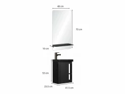 Conjunto de lavabo HAMPTON con grifo negro y estante de espejo^ Online
