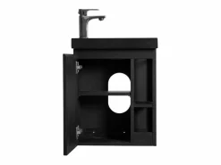 Conjunto de lavabo HAMPTON con grifo negro y estante de espejo^ Online