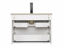 Conjunto De Baño|Conjunto de lavabo individual de 60cm con encimera de cerámica y grifería negra SORRENTO