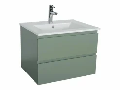 Conjunto de lavabo individual de 60cm con encimera de cerámica y grifo cromado SORRENTO^ Outlet