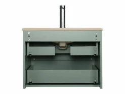 Conjunto de lavabo individual de 60cm con encimera de cerámica y grifería negra SORRENTO^ Clearance