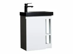 Conjunto de lavabo negro HAMPTON con almacenaje lateral y grifo^