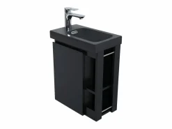 Mueble De Aseo|Conjunto de lavabo HAMPTON con almacenamiento lateral y estante de espejo
