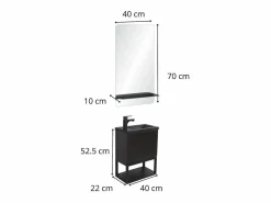 Conjunto de lavabo NOVA de metal y madera con espejo de estante Negro Sale