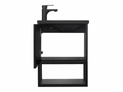 Conjunto de lavabo NOVA de metal y madera con espejo de estante Negro Sale