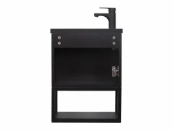 Conjunto de lavabo NOVA de metal y madera con espejo de estante Negro Sale