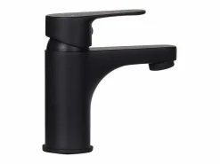 Mueble De Aseo|Conjunto de lavabo NOVA de metal y madera con grifería negra y espejo ovalado