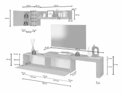 Mueble Tv|Conjunto de mueble de TV Chronos en antracita mate y roble 190/350x40 cm