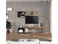 Conjunto de mueble de TV Chronos para salón, color antracita mate y roble, 180/260 x 40 cm Gris antracita Discount