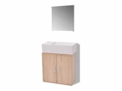 vidaxl Conjunto de mueble y lavabo 3 piezas Beige