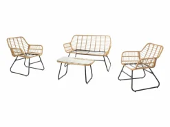 Concept-Usine Comedores De Jardín|Conjunto de muebles bajos de jardín de 4 plazas efecto caña GRENADE