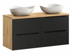 Conjunto de muebles con doble lavabo 120cm 4 cajones y columna Elora y madera Cloud^Petits-Meubles Best