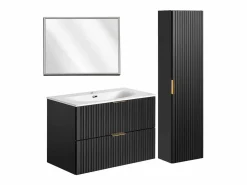 Petits-Meubles Conjunto De Baño|Conjunto de muebles con lavabo individual encastrado 80cm espejo LED y columna Adriel