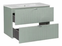 Conjunto de muebles con lavabo individual encastrado 80cm 2 cajones y columna Jade y Madera^Petits-Meubles Online