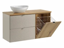 Conjunto de muebles con lavabo individual 100cm cesto ropa y columna Manoa Cachemira y madera^Petits-Meubles Clearance