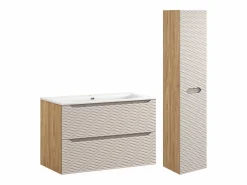 Conjunto de muebles con lavabo individual encastrado 90cm y columna Elora y madera^Petits-Meubles Clearance