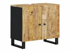 vidaxl Conjunto de muebles de baño 3 piezas madera maciza de mango Marru00f3n New