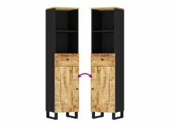 vidaxl Conjunto de muebles de baño 3 piezas madera maciza de mango Marru00f3n New