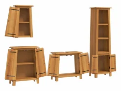 vidaxl Estantería Sobre Inodoro|Conjunto de muebles de baño 4 piezas madera maciza de pino