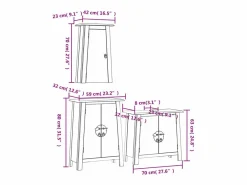vidaxl Estantería Sobre Inodoro|Conjunto de muebles de baño 3 piezas madera maciza de pino
